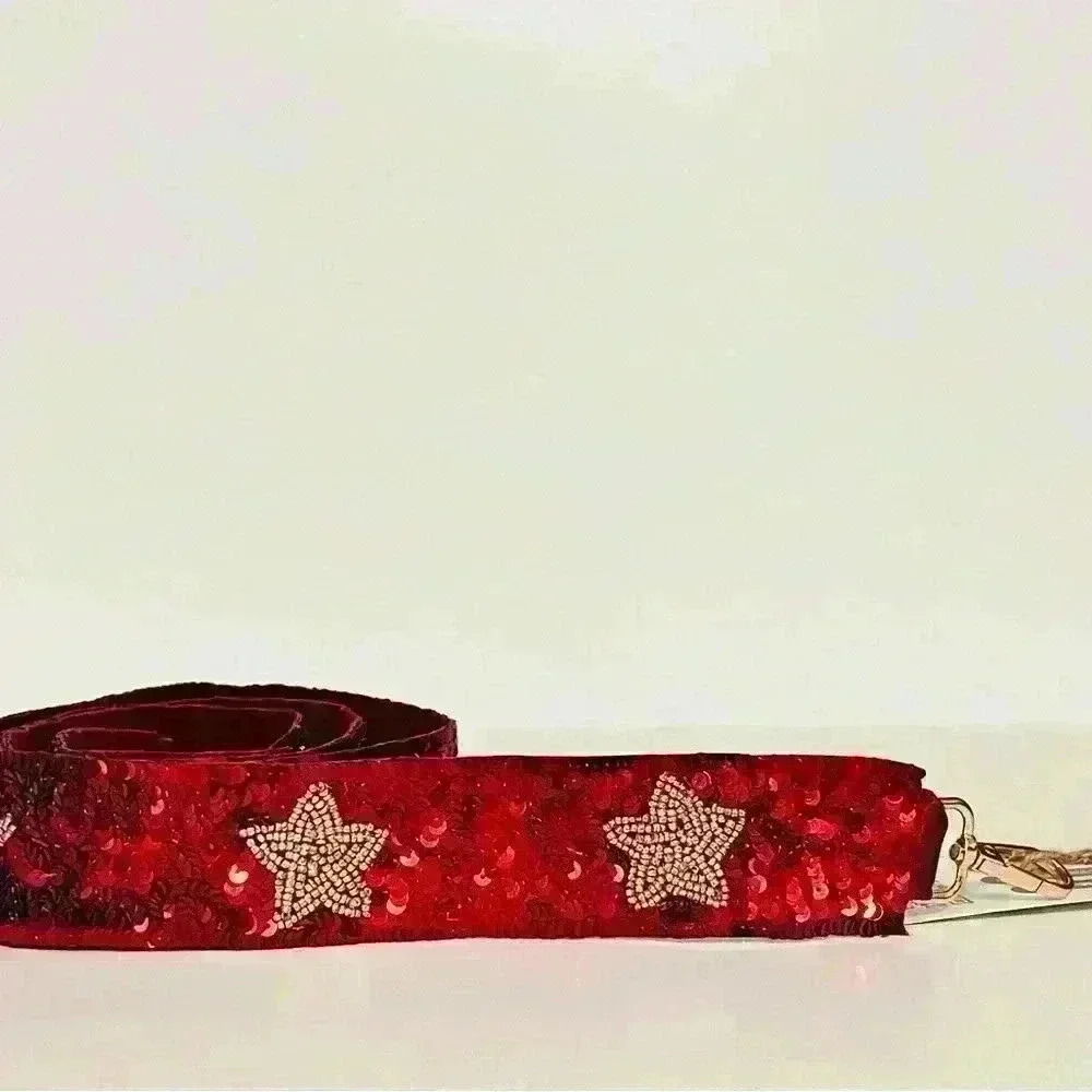 Maroon & Gold Star Sequin Purse Strap